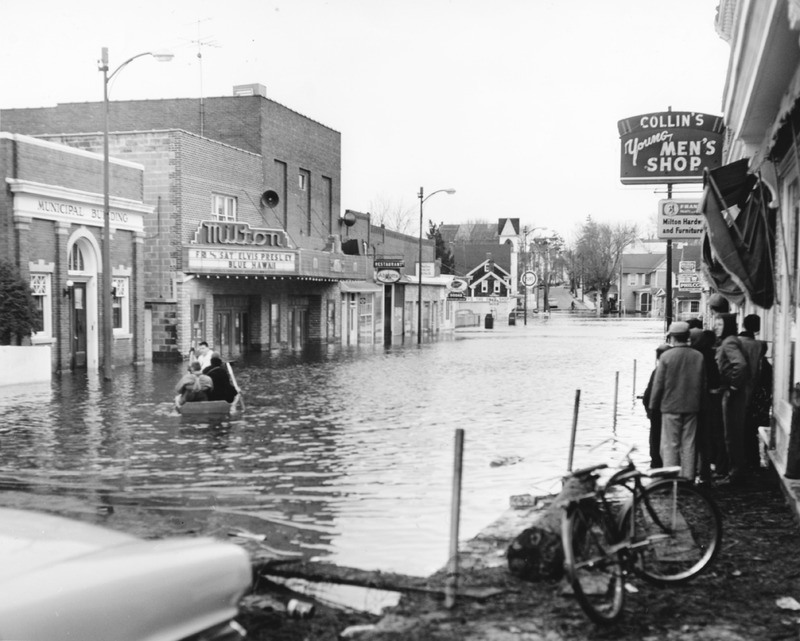 Several inland towns were flooded as the Storm of '62 lingered off the coast for five consecutive high tides. The best way to get around in downtown Milton is by boat. BY DELAWARE DEPARTMENT OF TRANSPORTATION
